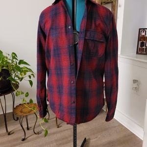 Red and blue plaid cotton button down.